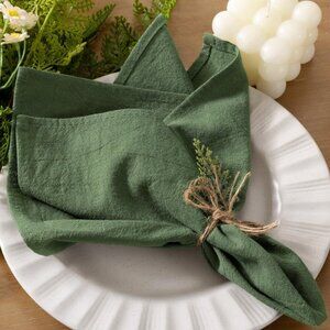 Cloth Napkins Green Summer Washable Reusable Bulk Linen Cotton Napkins Set of 6